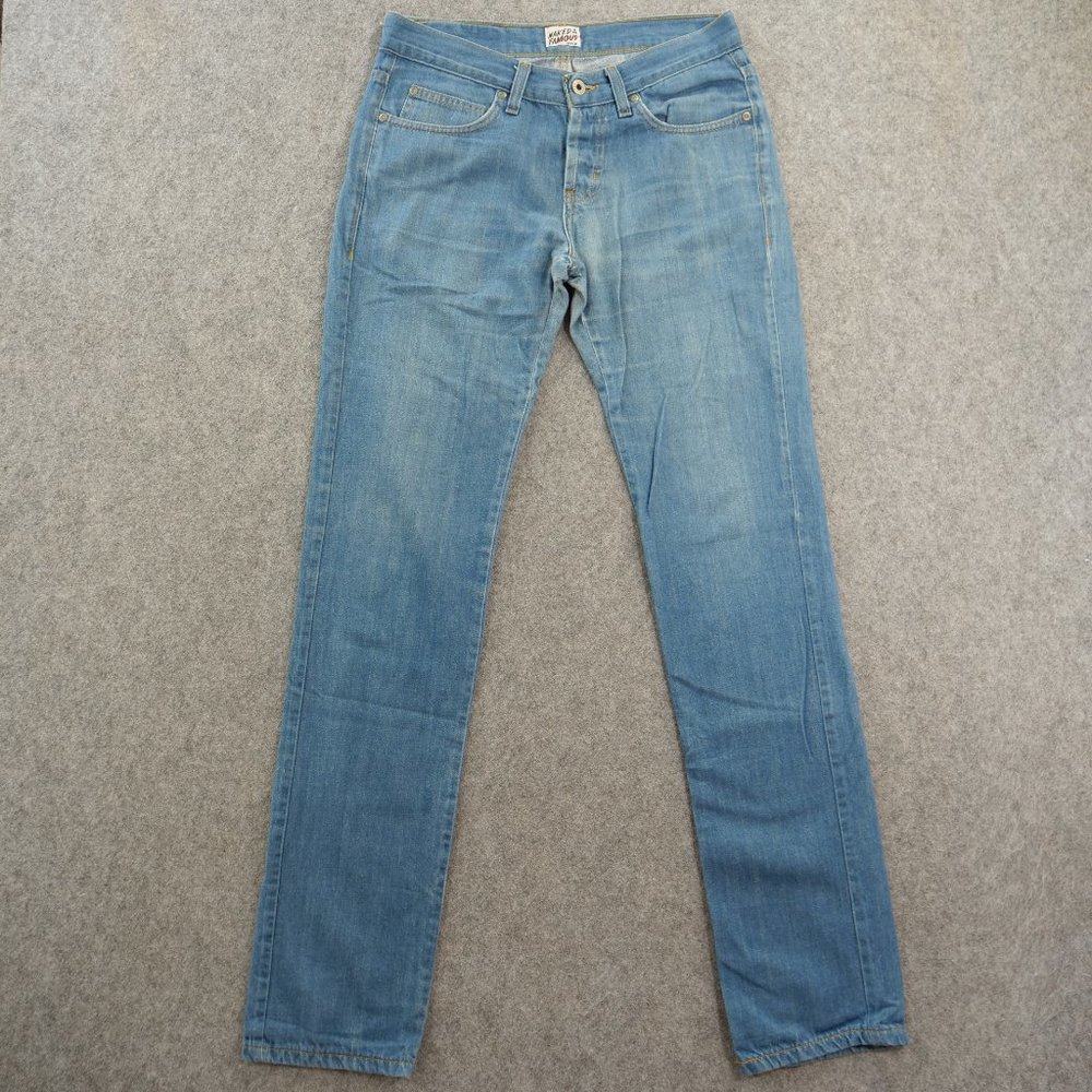 Naked & Famous Jeans Mens 32 Blue Skinny Guy Lightweight Button Fly Organic